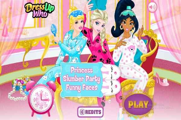 Play Online Princess Slumber Party Funny Faces Game